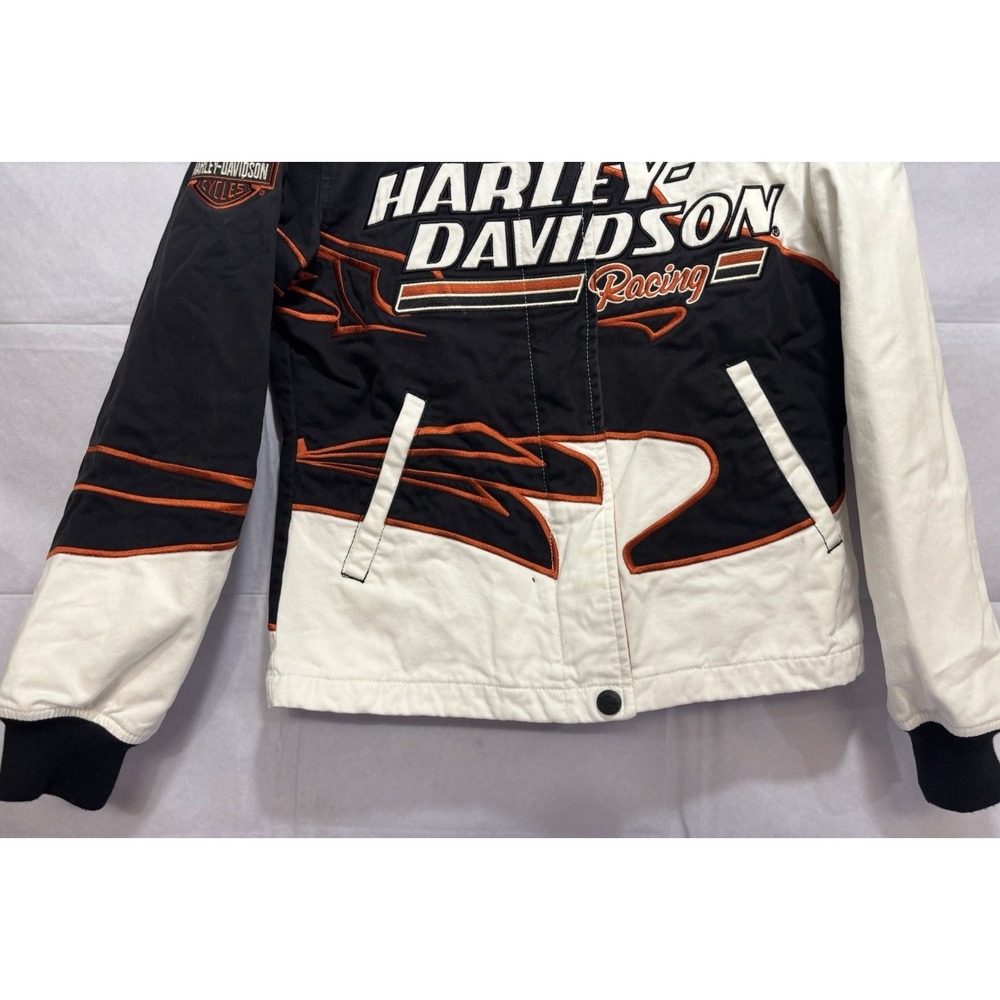 Harley Davidson Jacket Women's Small Screamin' Eagle White Black Flame Racing - Picture 3 of 12